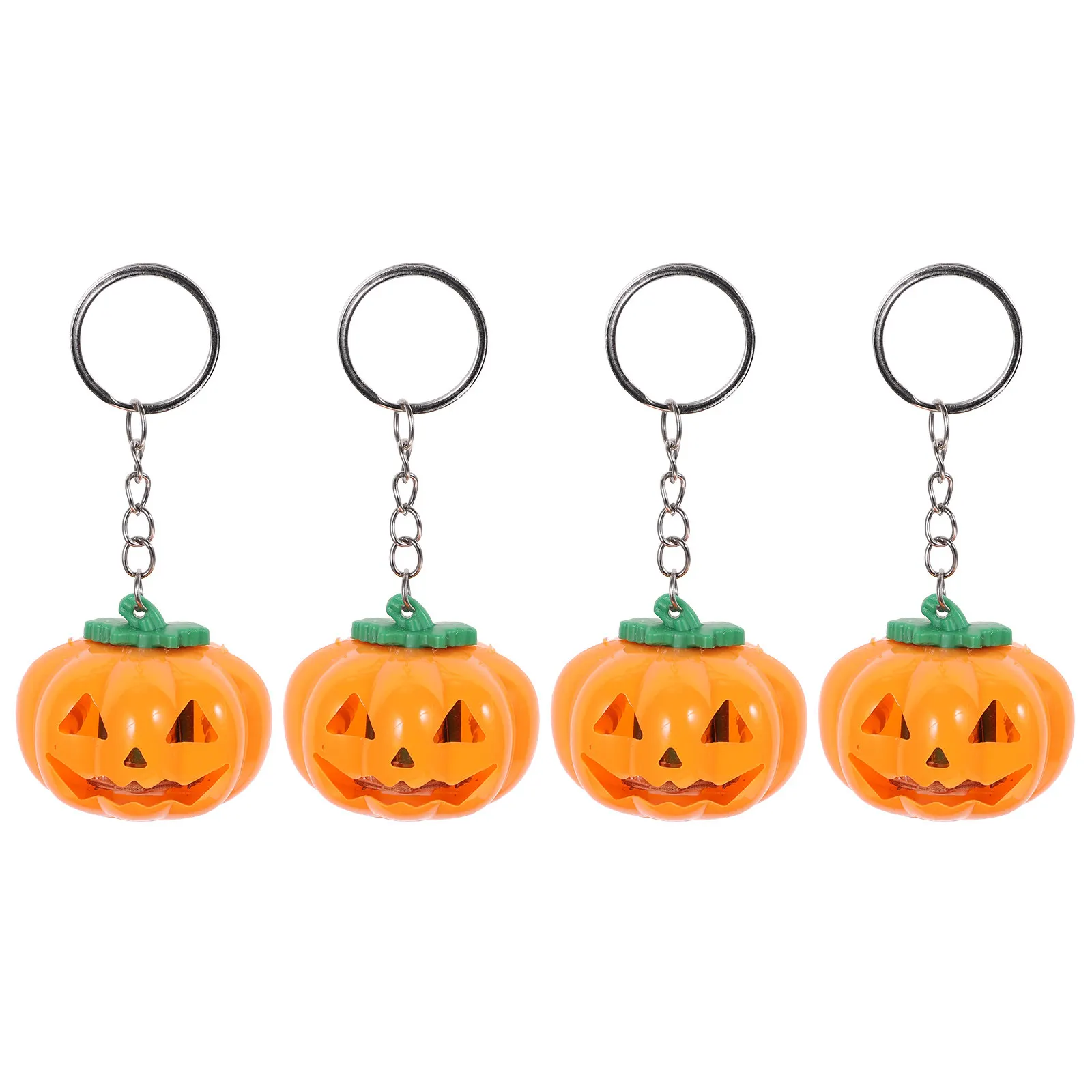 4Pcs Pumpkin Keychain Glowing Halloween Key Ring Lightweight Bag Pendant Halloween Party Favors Pumpkin Keychain