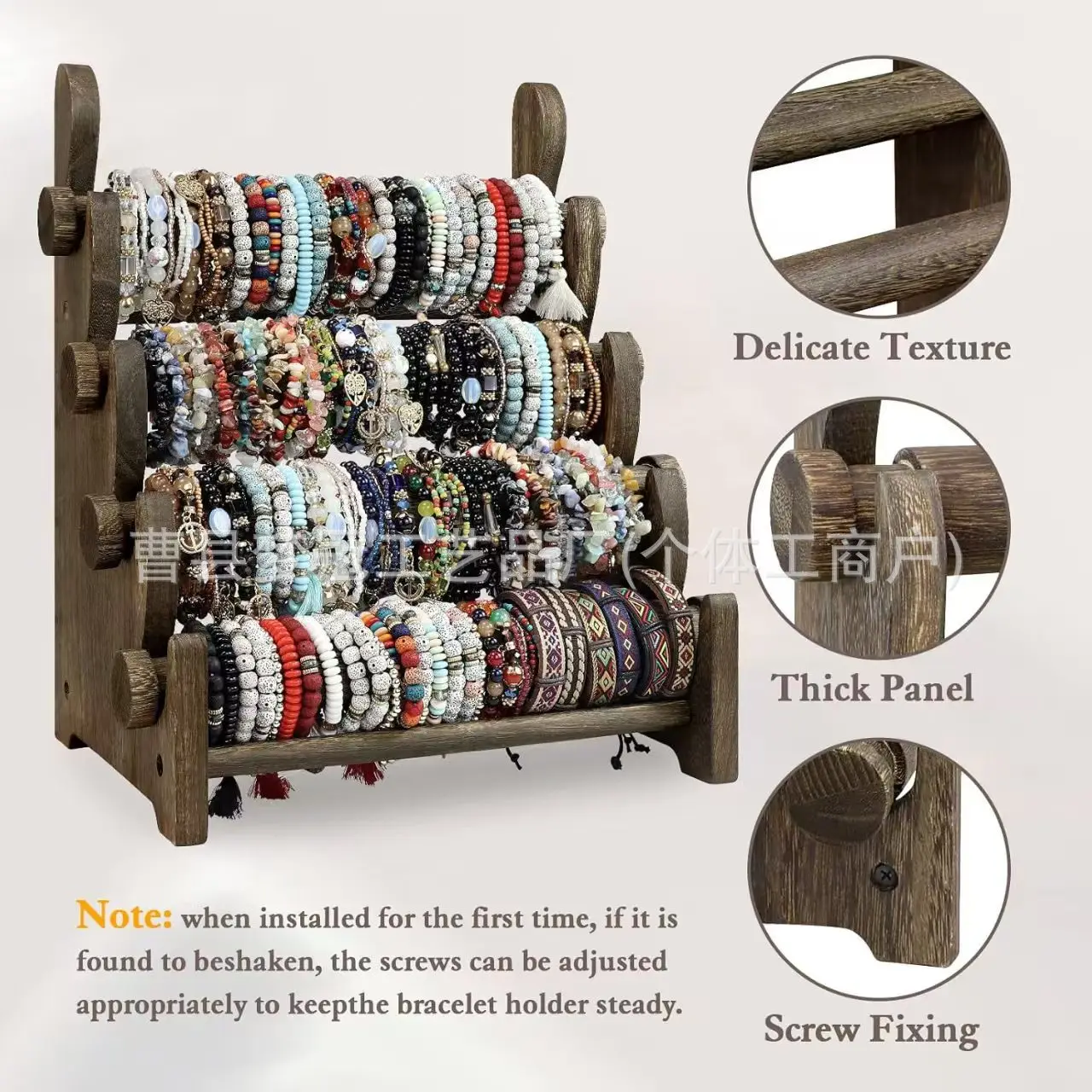 Wooden Multi-layer Jewelry Display Stand, 5-Tier Bracelet Earring Holder Organizer, Portable Storage Showcase for Market Stall S