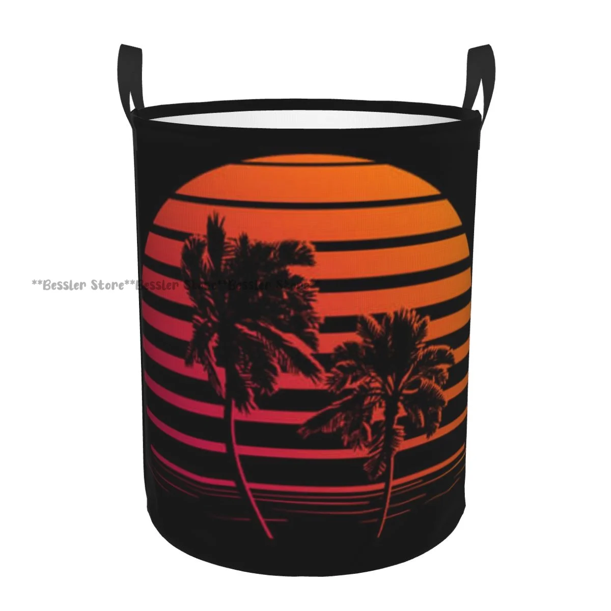 

Summer Tropic Sunset Palm Trees Silhouettes Waterproof Storage Bag Household Dirty Laundry Basket Folding Clothes Organizer