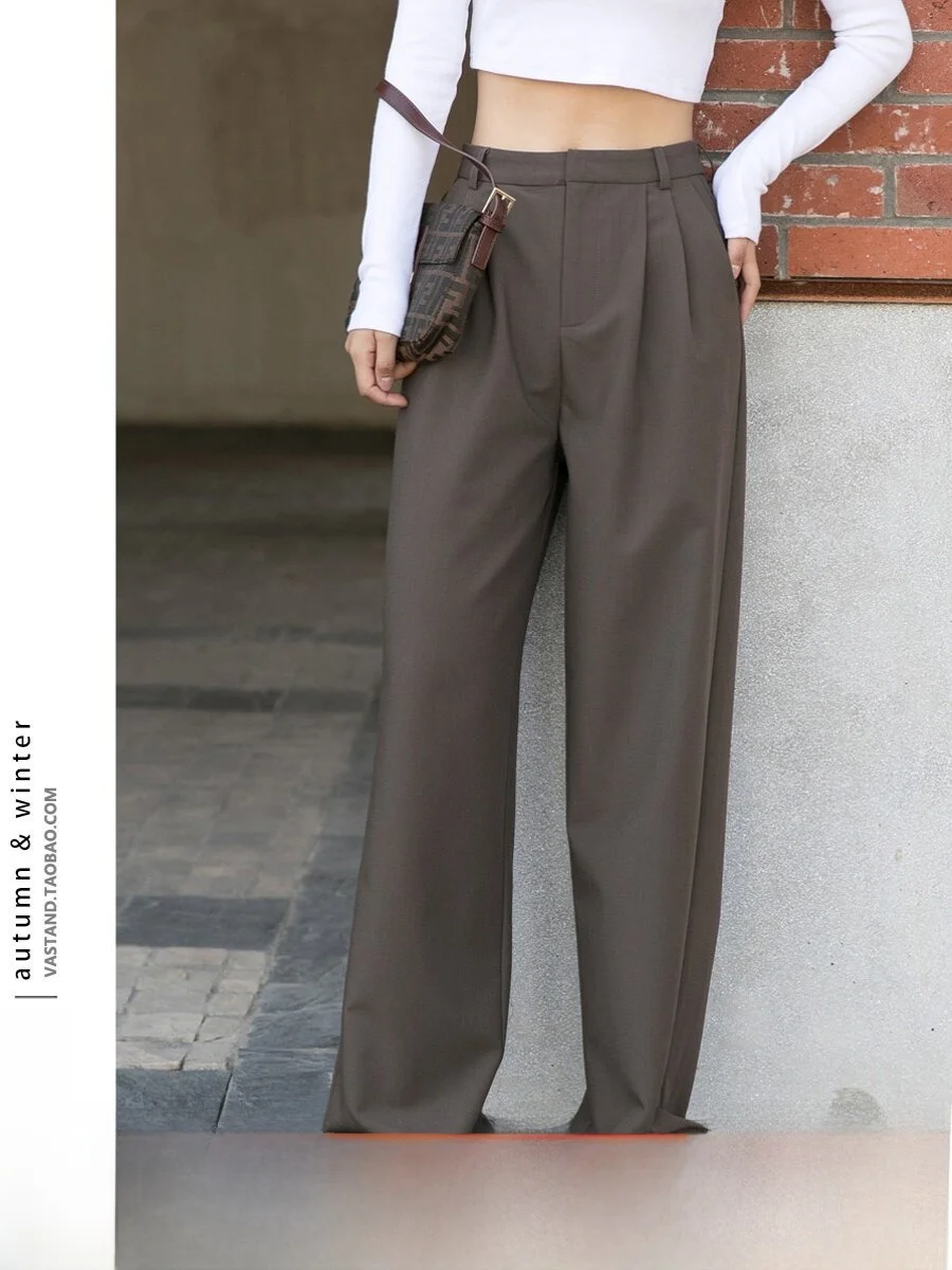 

High Waist Wide Leg Pants Women's Casual Straight Floor-Length Loose Suit Pants Korean Style Commute Fashion 2023 Autumn