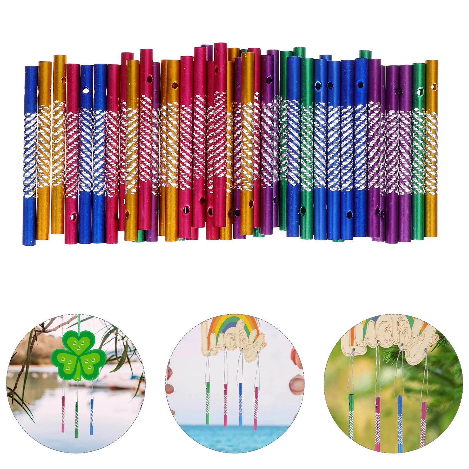 

50 Pcs Small Metal Aluminum Tube Work Squishy Toy Artificial Wind Chime Making Supplies