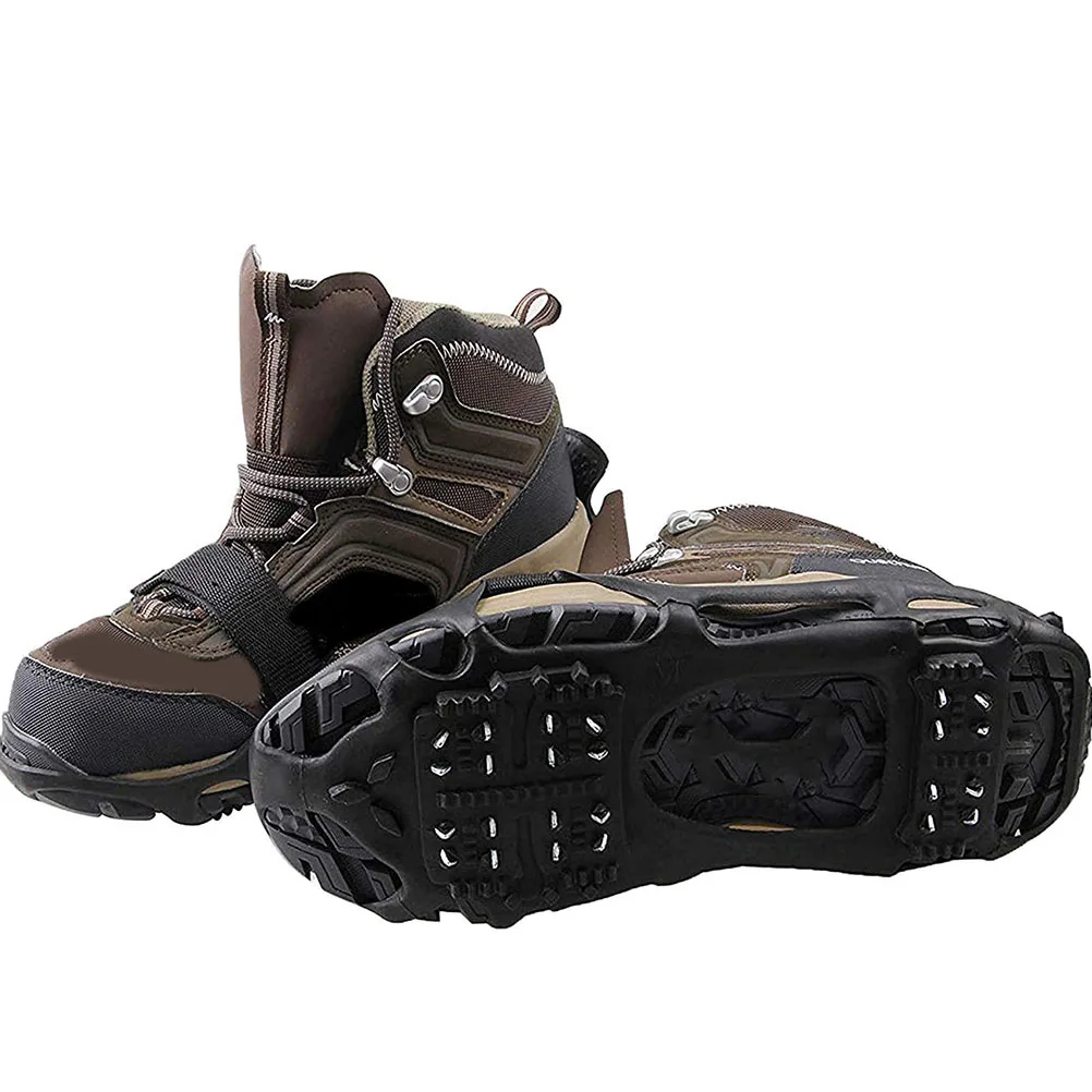 

24 Teeth Anti skid Traction Grippers Hard Nails Climbing Ice Portable Shoe Cover Black Lightweight Comfortable Boots Sneakers