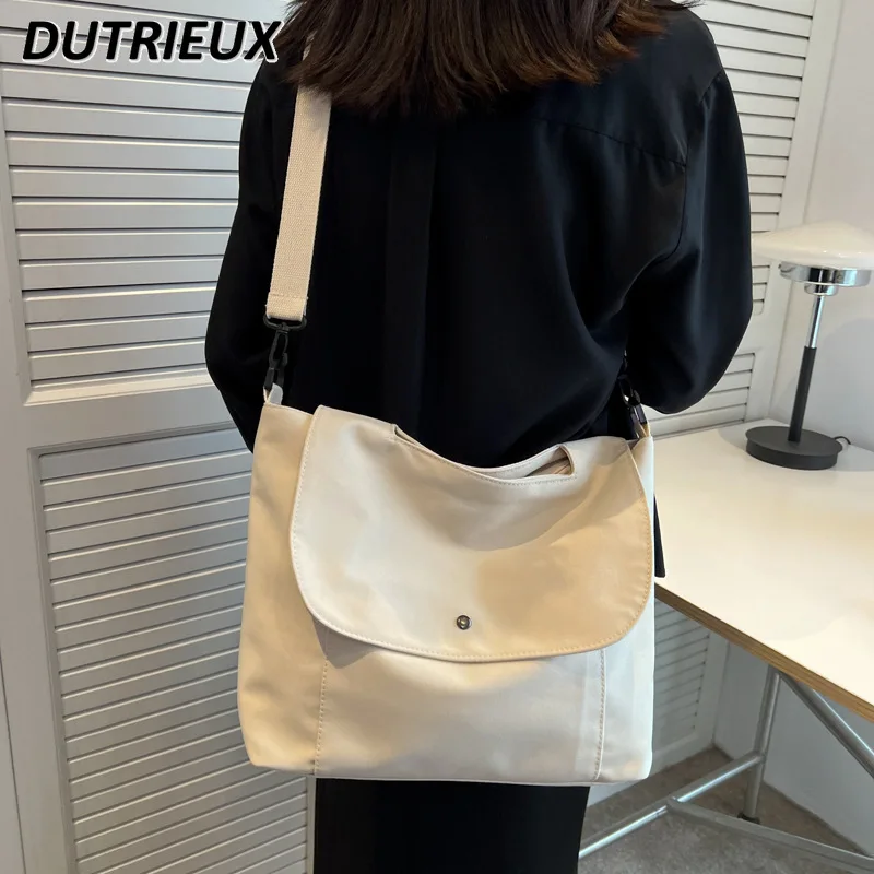 Japanese Korean Large Canvas Shoulder Bag Women's Commuter Messenger Bags Student Office Women's Commuter Portable Briefcase