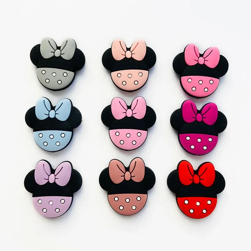 10pcs Minnie Baby Silicone Focal Beads Food Grade Teething Teether Toys DIY Pacifier Chain Jewelry Pendant Pen Accessories