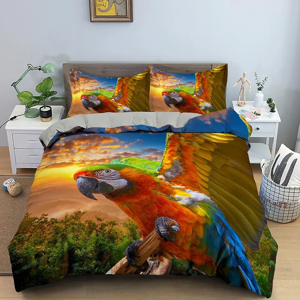 Animal Parrot Pattern Duvet Cover Bedding Set Luxury Cozy 3D Printed Quilt Cover For Bedroom Polyester Home Textile