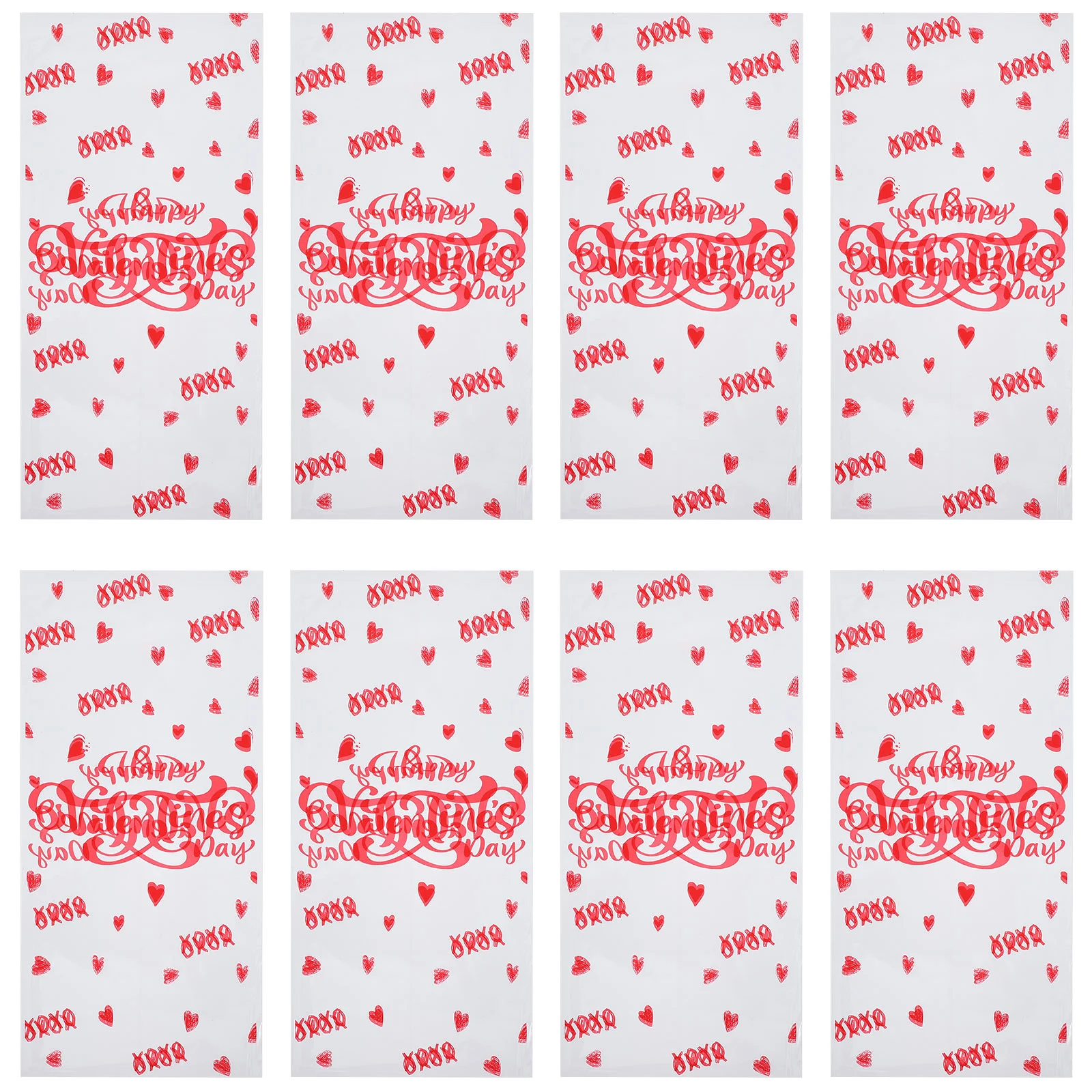 

50 Pcs Clear Gift Bags Valentine's Day Flat Pocket Treat Supplies Candy Drawstring Red Party Favor Chocolate Baking Baby