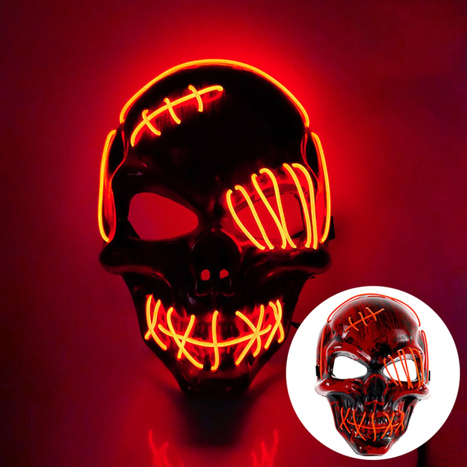 Halloween Skull Mask LED Light Face Mask Luminous In The Dark Cosplay Costume Supplies For Costume & Cosplay Party Masquerade