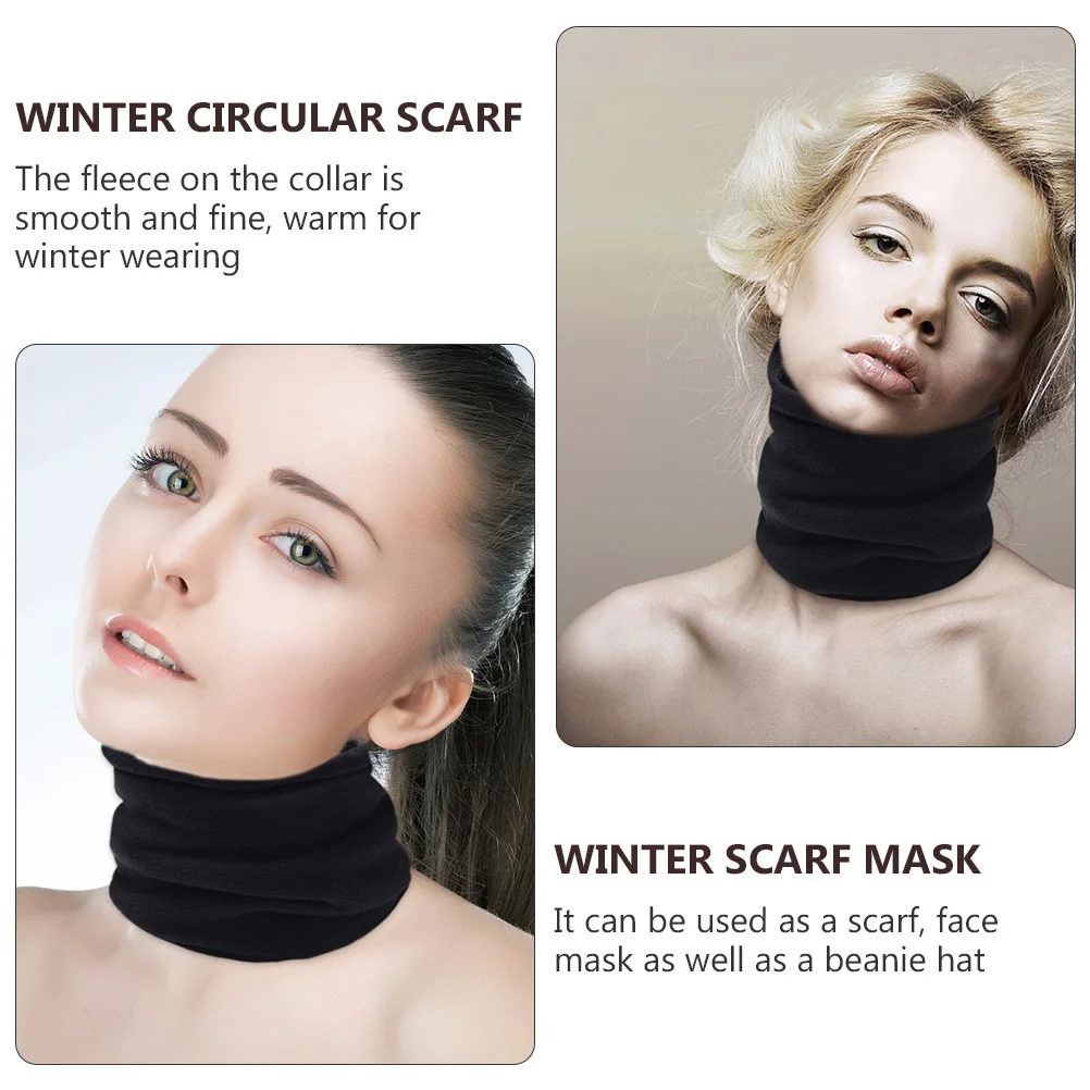 

2Pcs Winter Neck Collar Scarves Thick Double Layer Fleece Warm Scarf Mask Beanie Hat Multifunction Neck Circle Warmer