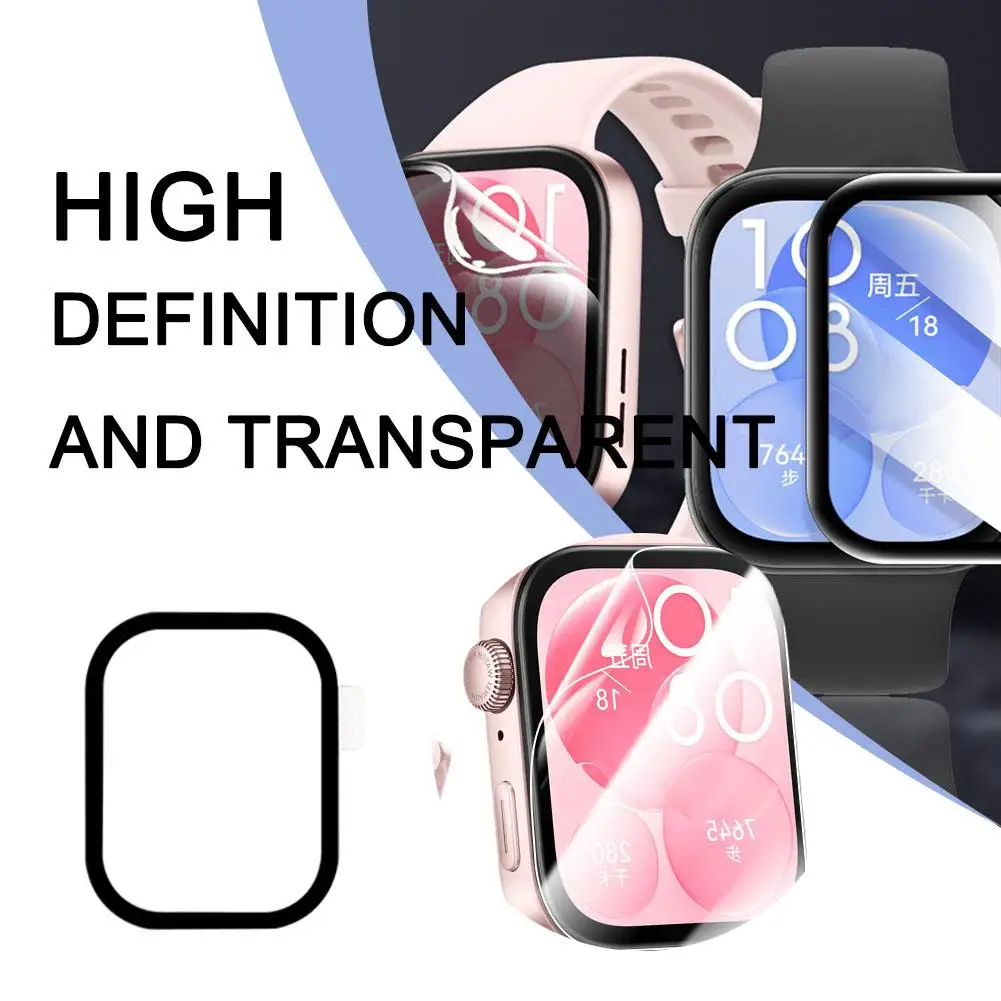 Filme de vidro temperado adequado para huawei fit 3 relógio, película protetora hd para smartwatch, protetores de tela cheia, cinta 3d, i0y4