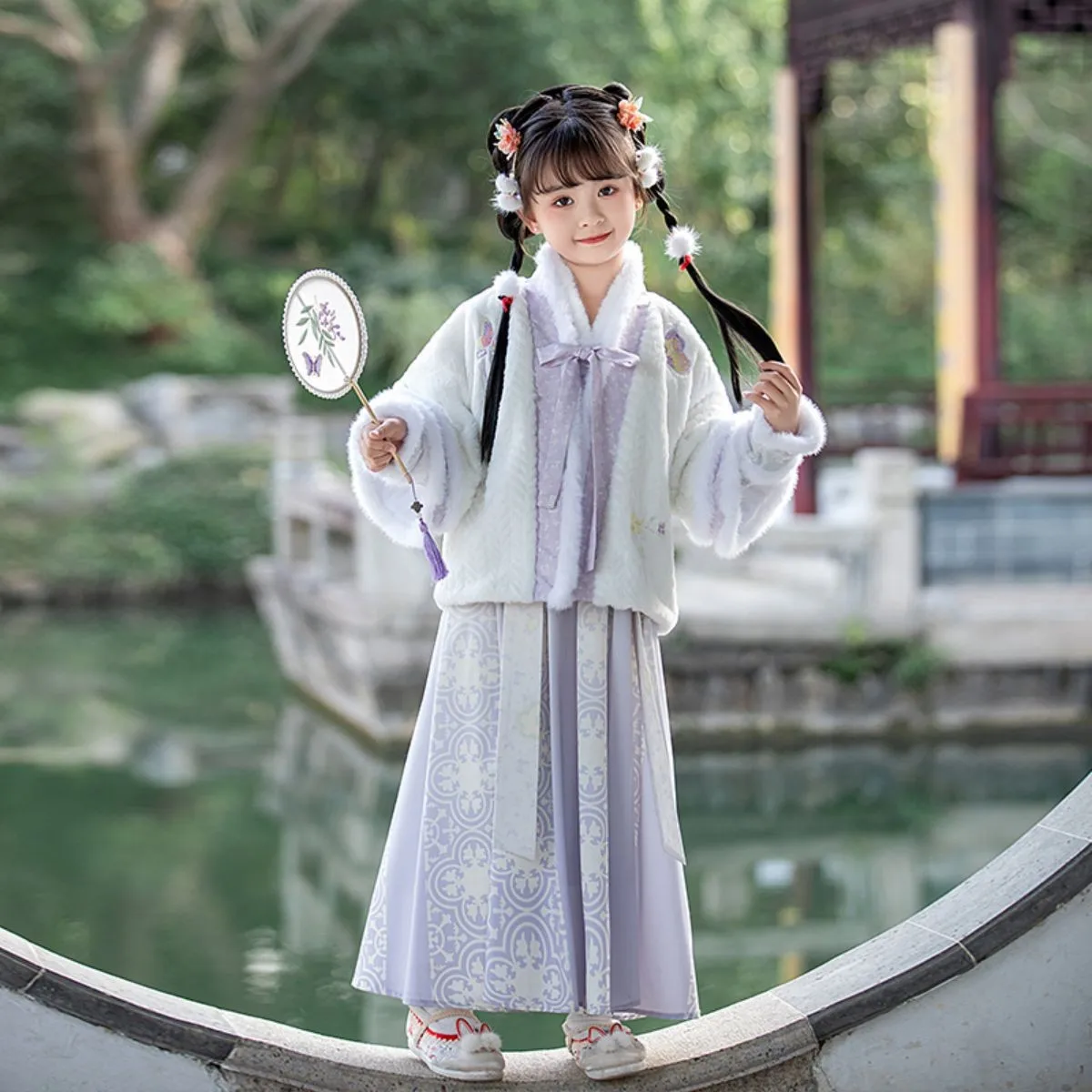 Girls Chinese Hanfu Dress New Year Autumn Winter Warm Clothes Kids Dress For Girls Princess Costume Warm Christmas Dresses
