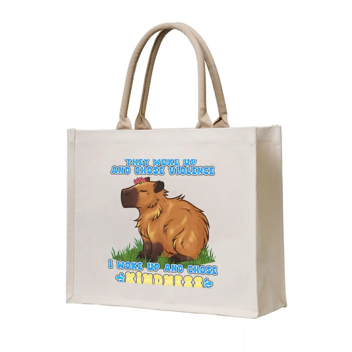

Kindness capybara Tote Bag Women's shopping bag custom fabric bag tote canvas