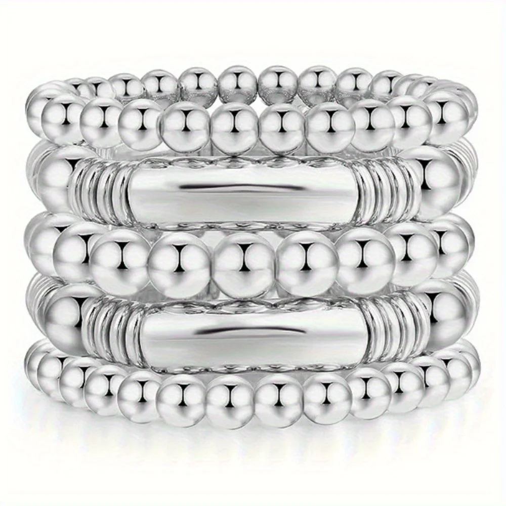 سوار متعدد الطبقات لامع أحادي اللون، سوار نسائي على طراز الهيب هوب #3