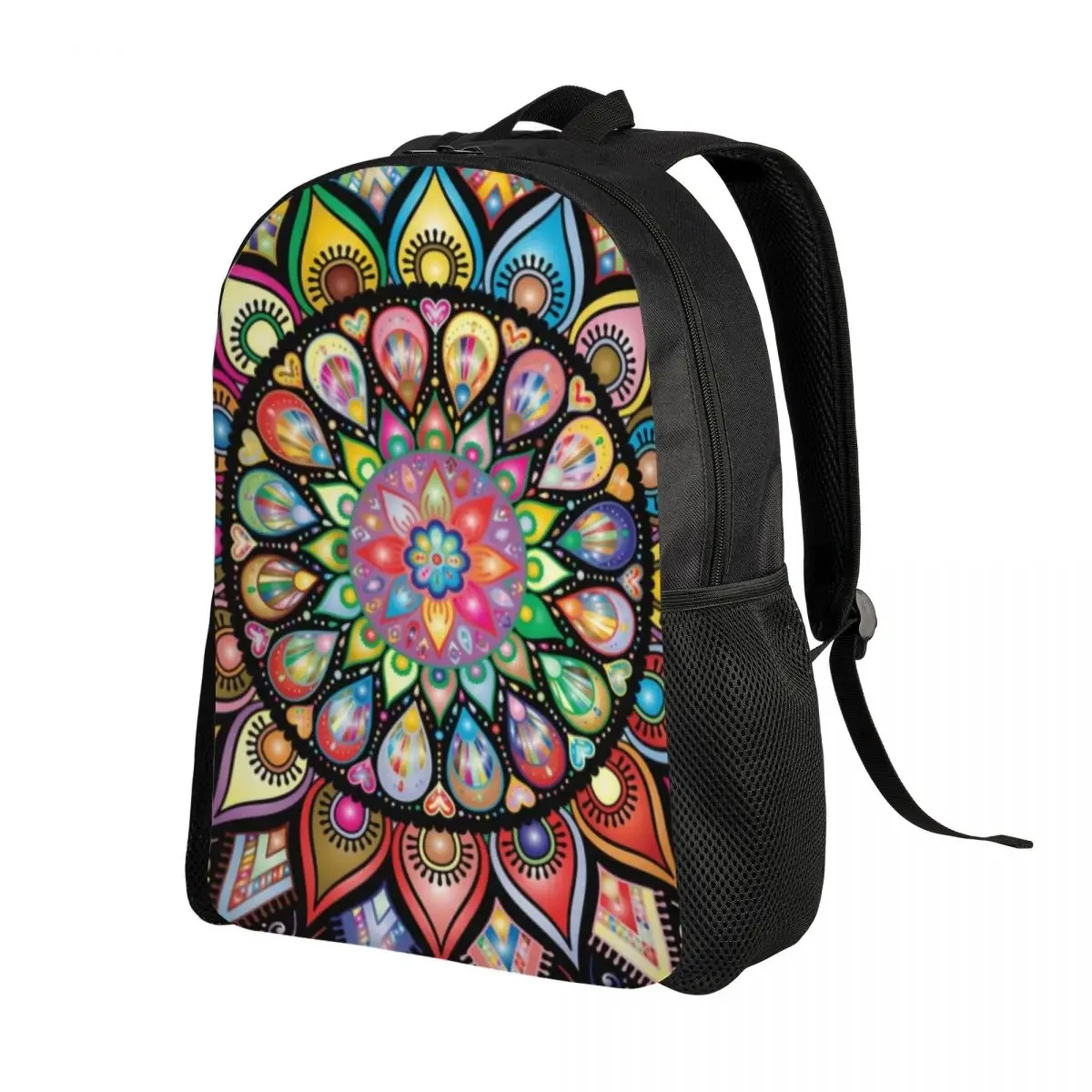 Colorful Lotus Mandala Travel Backpack Men Women School Laptop Bookbag Buddhism Flower College Student Daypack Bags