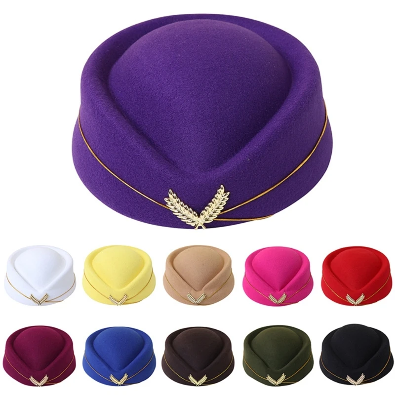 Breathable Stewardess Hat Air Hostesses Hat Lightweight Hat Women Party Hats Costume Cosplay Formal Uniform Caps Accessory