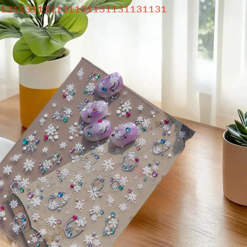 جميلة عيد الميلاد نمط نابضة بالحياة البولكا نقطة الثلج مسمار ملصقات فنية المرأة مسمار الفن طباعة تنقش ملصقات لهجات الأظافر الموسمية #3