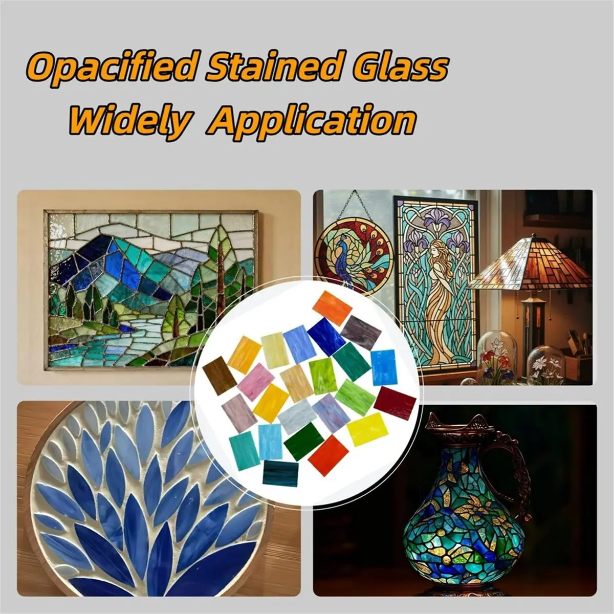 24 Pcs Stained Glass Sheets 4 X 6 Inch Vibrant Colors Art Glass Supplies Variety Pack for Crafts, , Decoration