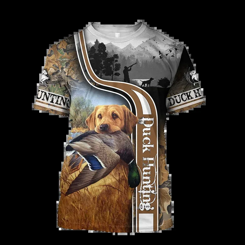 Цельная летняя мужская футболка с круглым вырезом на заказ, повседневный пуловер большого размера с короткими рукавами и принтом «Hunting Dogs», модная