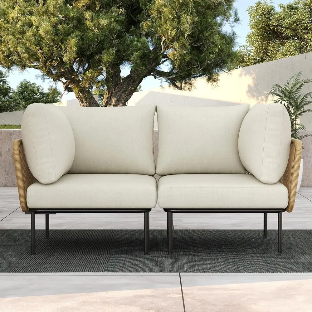 

Комплект мебели для патио из 2 предметов с эргономичными секционными стульями и плюшевыми подушками