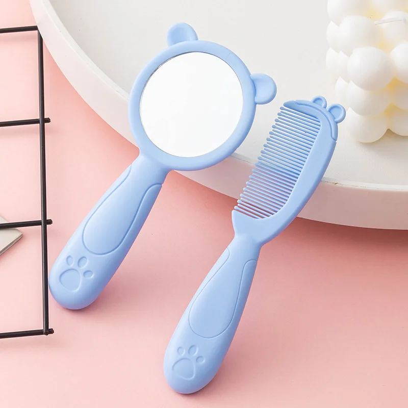 Baby Safety Comb Woman Mirror Massage Hair Brush Children's Bath Comb and Mirror Set