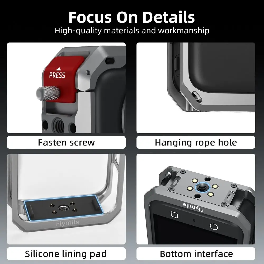 Aluminium Alloy Protective Frame Case Quick Release 1/4" Threads Expansion Metal Rabbit Cage with Lens Cap for DJI Osmo 360