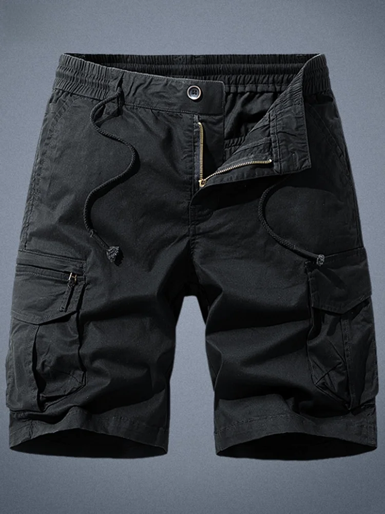 Men's Summer Workwear ort Pants Cotton Elastic Thin Five-Point Casual Straight Leg Pants Breathable Comfortable Lightweight