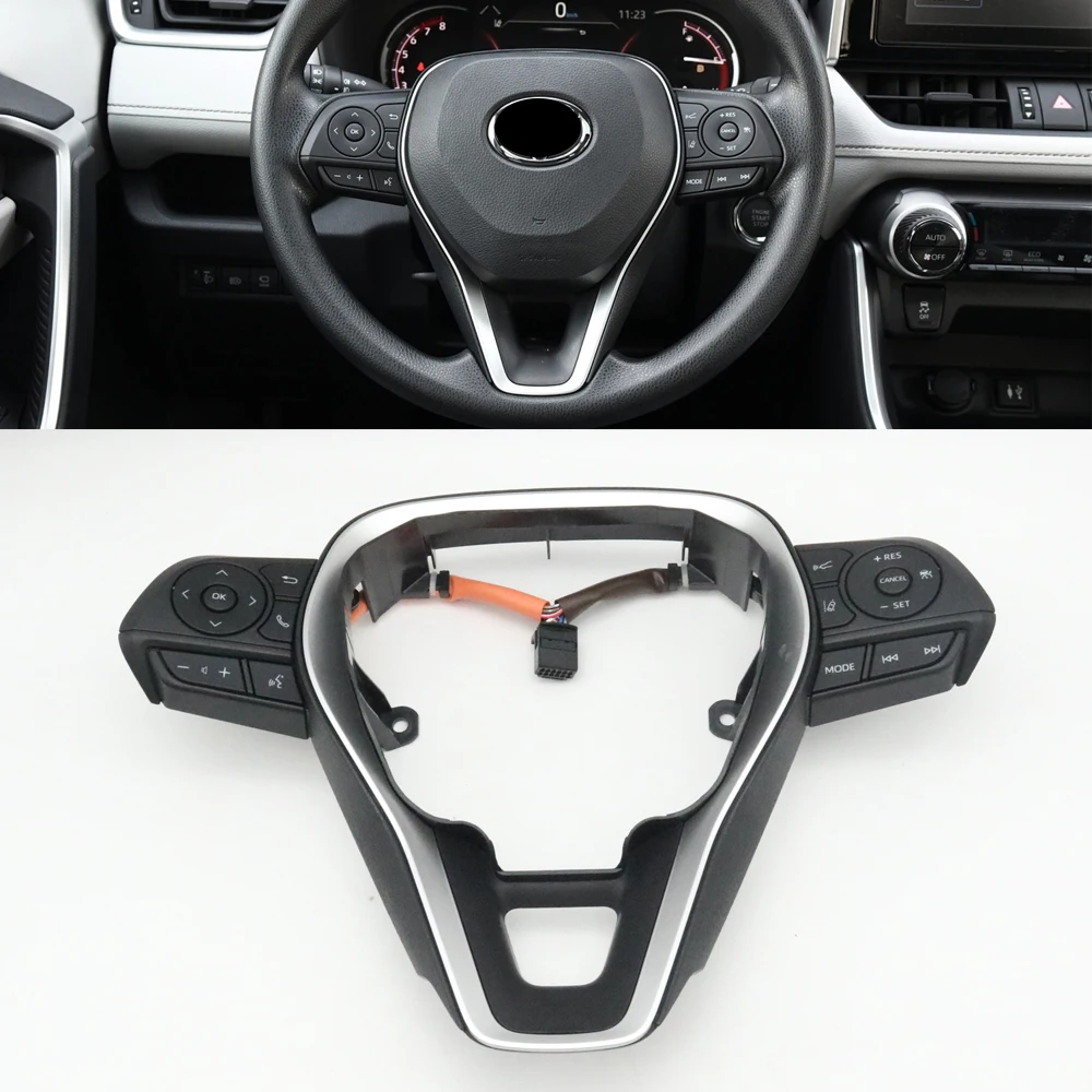 Auto Stuurwiel Frame Trim Multifunctionele Volumeregeling Knop Schakelaar Voor Toyota Corolla Levin RAV4 2019 2020