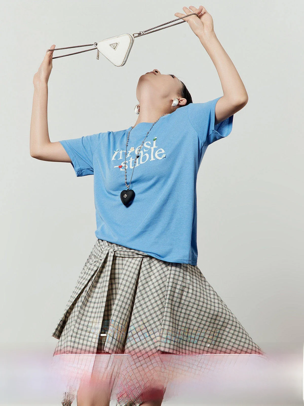 

Summer Plaid A-Line Skirt Women's Irregular Design High Waist Slimming Skirt Commute Sle Stand Fit ort Skirt