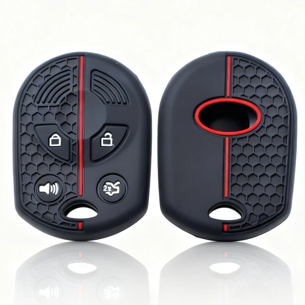 Funda de silicona para llave Ford Focus Fiesta Escape Explorer V Eske 2012-2017, funda para llave, soporte para llave de 3/4 botones, protección remota