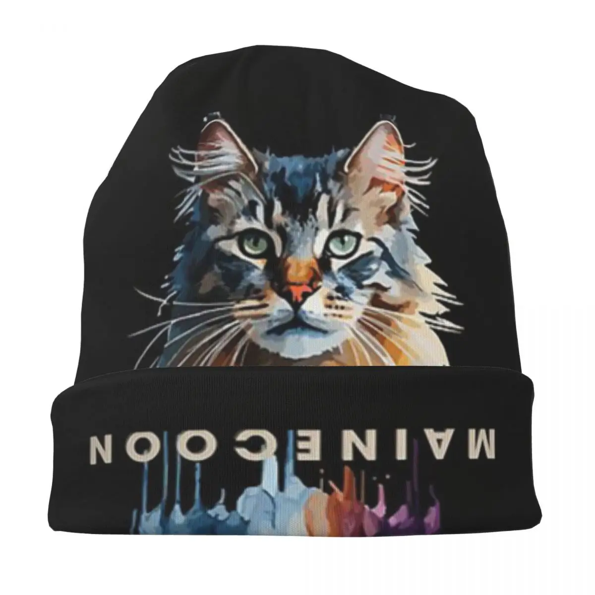 Красочный Mainecoon, великолепные шапки-бини с изображением мейн-куна и кота, теплая осенне-зимняя уличная шапка, вязаные шапки для взрослых