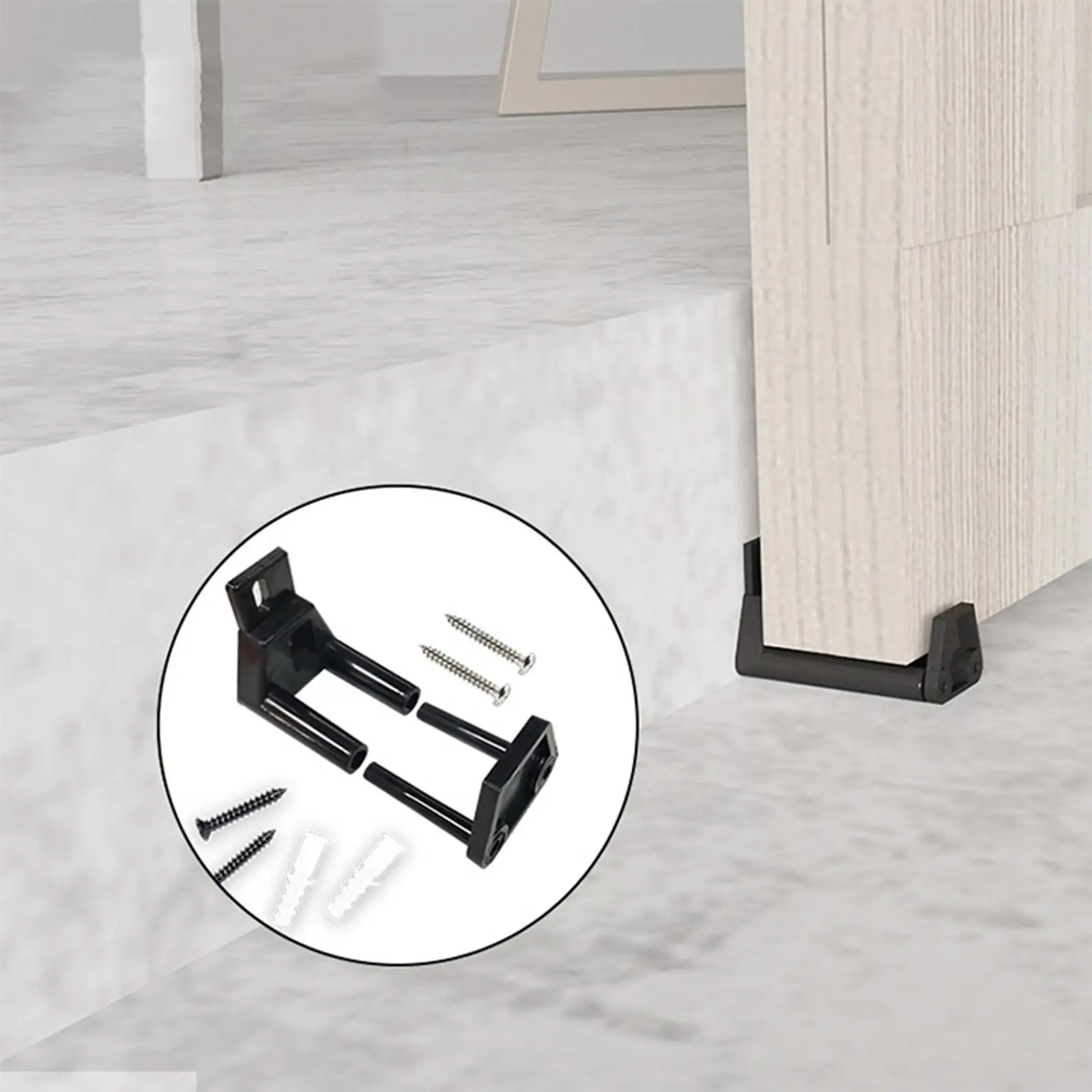 2x Durable Sliding Barn Door Floor Guides Bottom Guide with Screws for Sliding