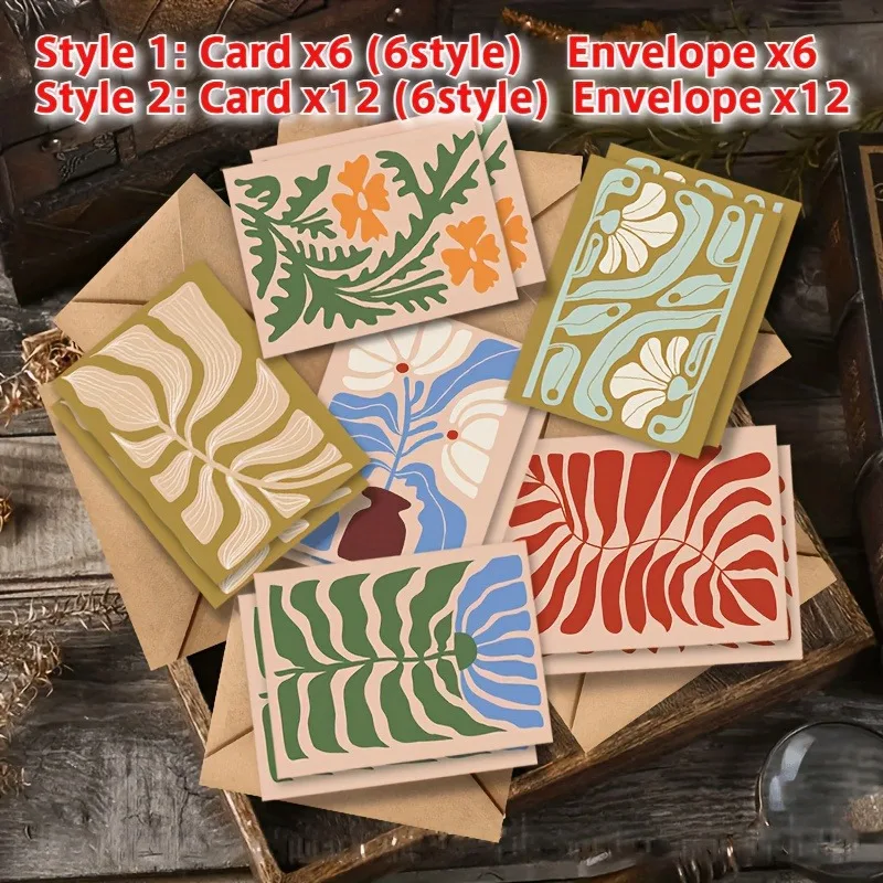 

​12pcs Abstract Geometric Line Greeting Card With Envelopes,Blank Note Card,Boho Chic Stationery For Birthday,Wedding,Thank You