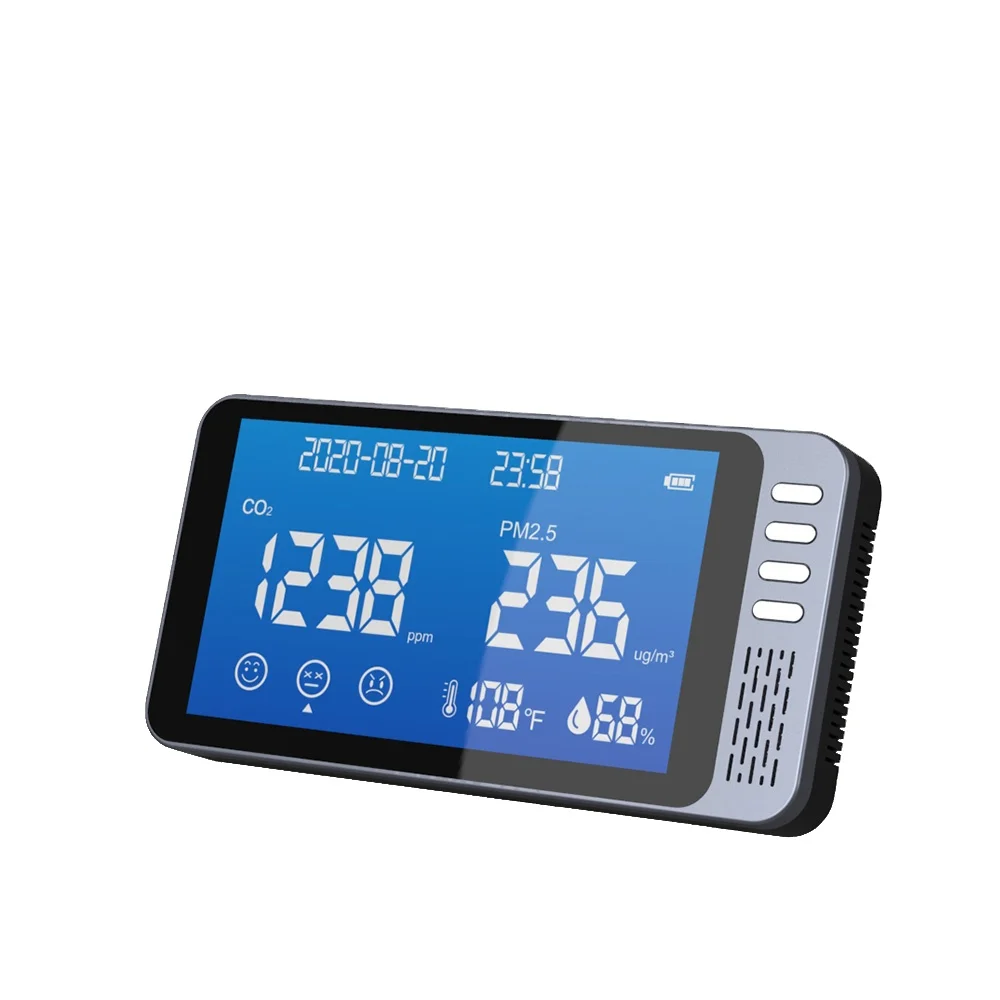 Wall  Mount CO2 Meter &PM2.5 Air Quality Monitor Rechargeable Lithium Battery CO2(400-5000ppm) Material ABS