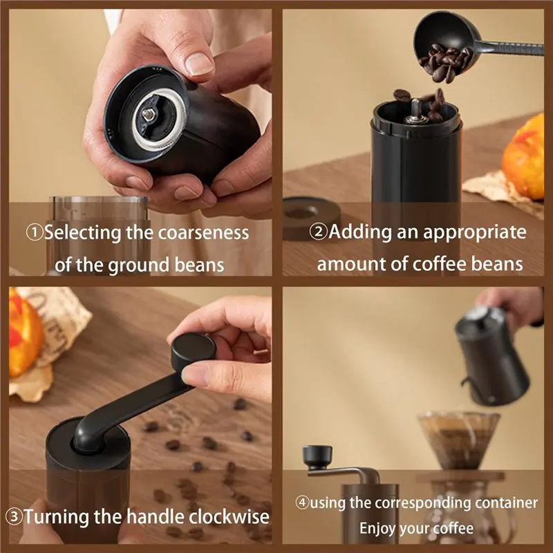 【HOME TOOL】Black Adjustable Grind Setting Hand Coffee Grinder With Grinding Core For Espresso To French Press Easy