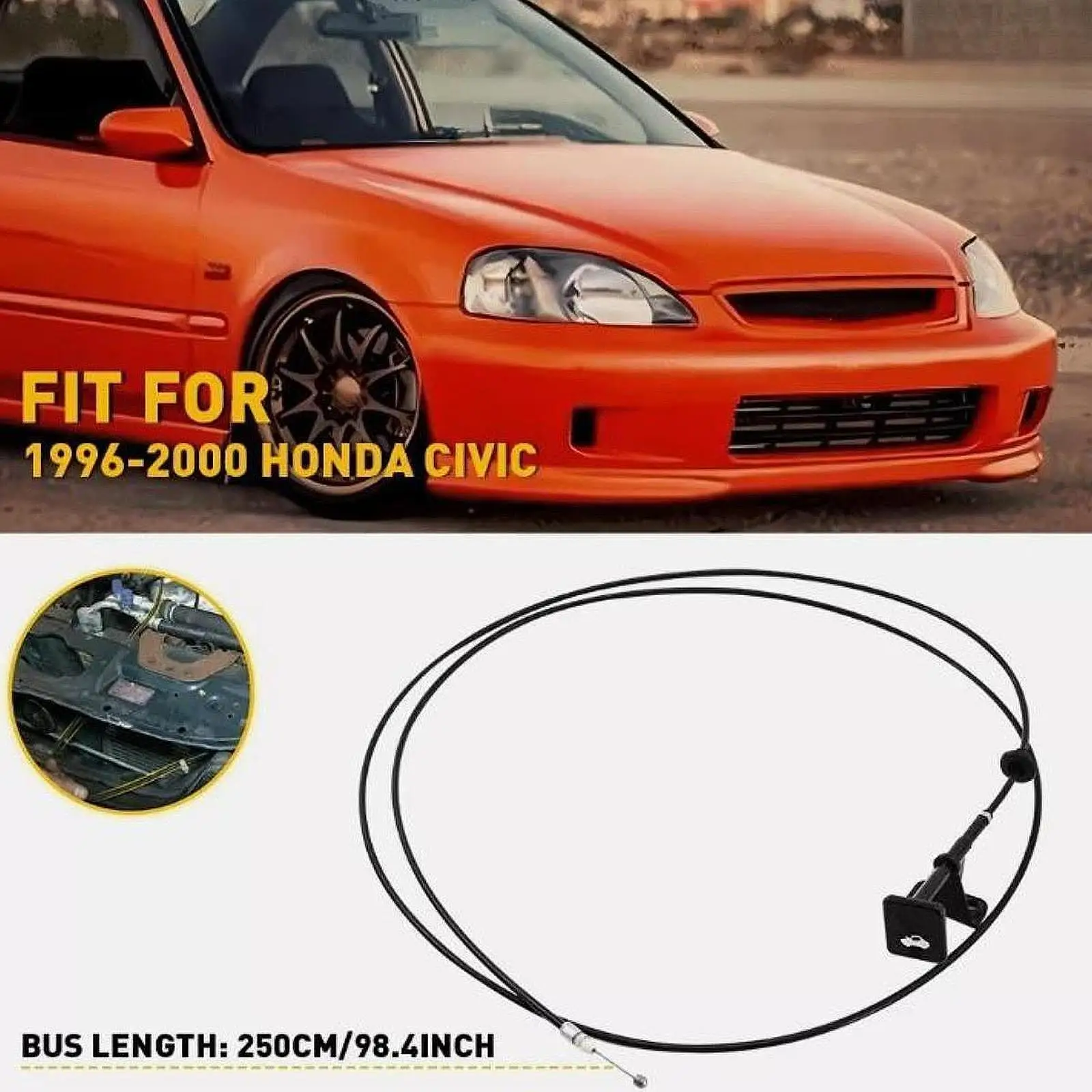Hood Latch Release Cable 74130S01A01 912-010 Replacement Spare Parts for Honda Civic 1996-2000 Lightweight Easily Install
