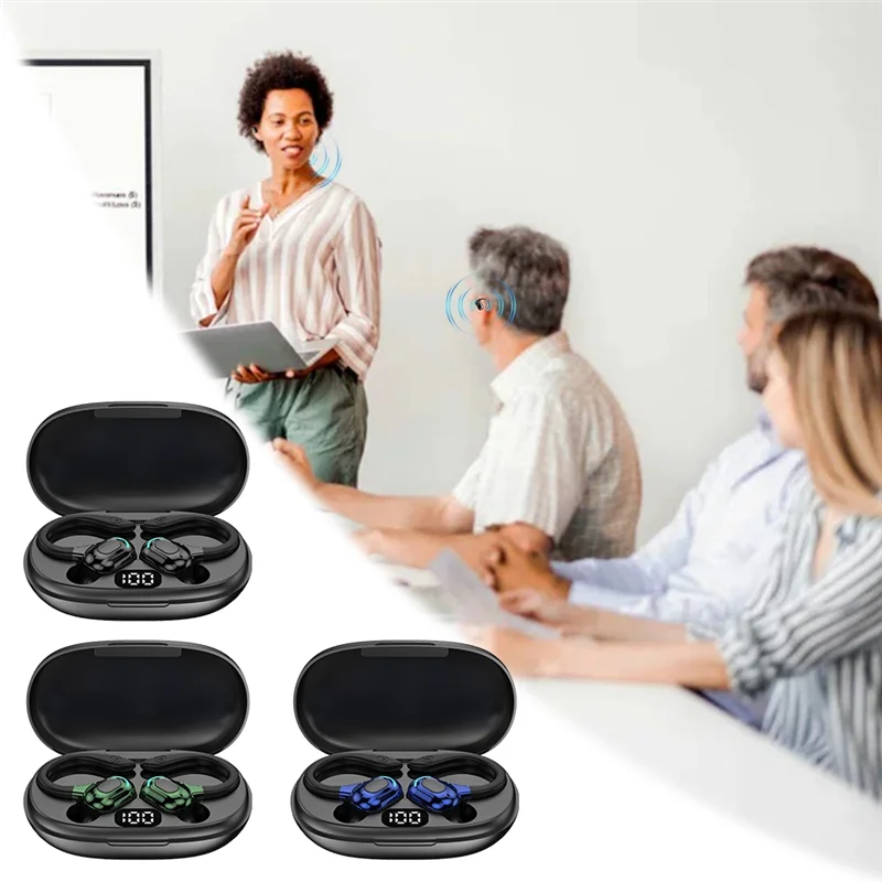 

Excellent-Earhook Bluetooth Headset AI Smart Translation Earplugs Digital Display Sports Noise Reduction Headset