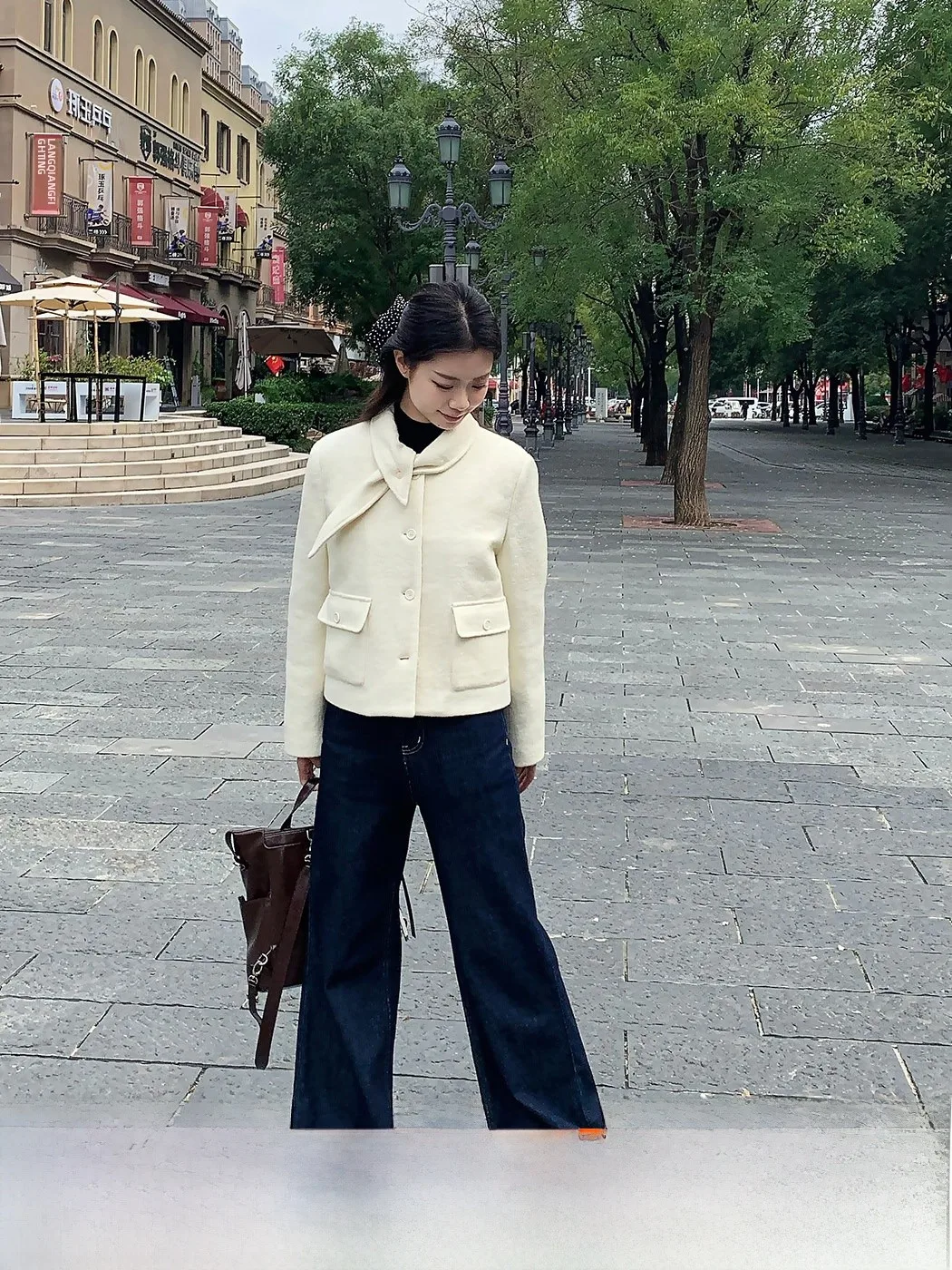 

Yaoii Casual Wide Leg Jeans Women's Loose Fit Straight Leg Jeans Spring Comfortable Loose Cuff Denim Pants Casual Cotton