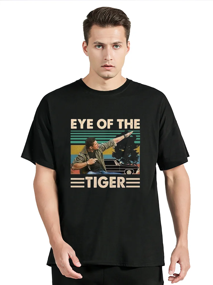 Dean Winchester Supernatural Eye Of The Tiger Vintage Retro T-shirt Gift For Men Women Casual TShirt Clothing Graphic Tees Tops