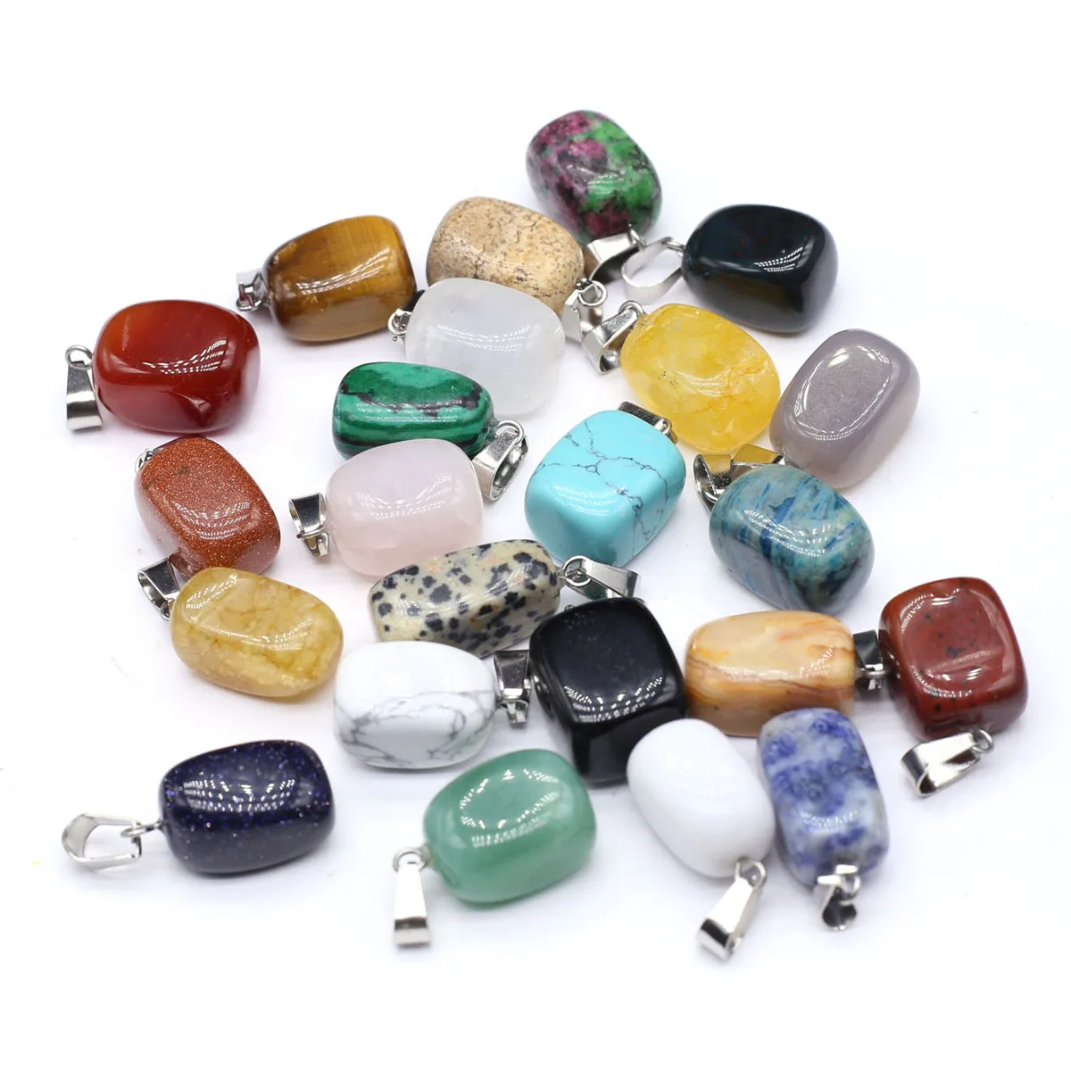 12 Stück/Packung, 16 mm, exquisiter herzförmiger Edelstein-Anhänger, natürlicher Kristall-Achat, Charms für Schmuckherstellung, DIY-Halsketten-Zubehör – Detail 12