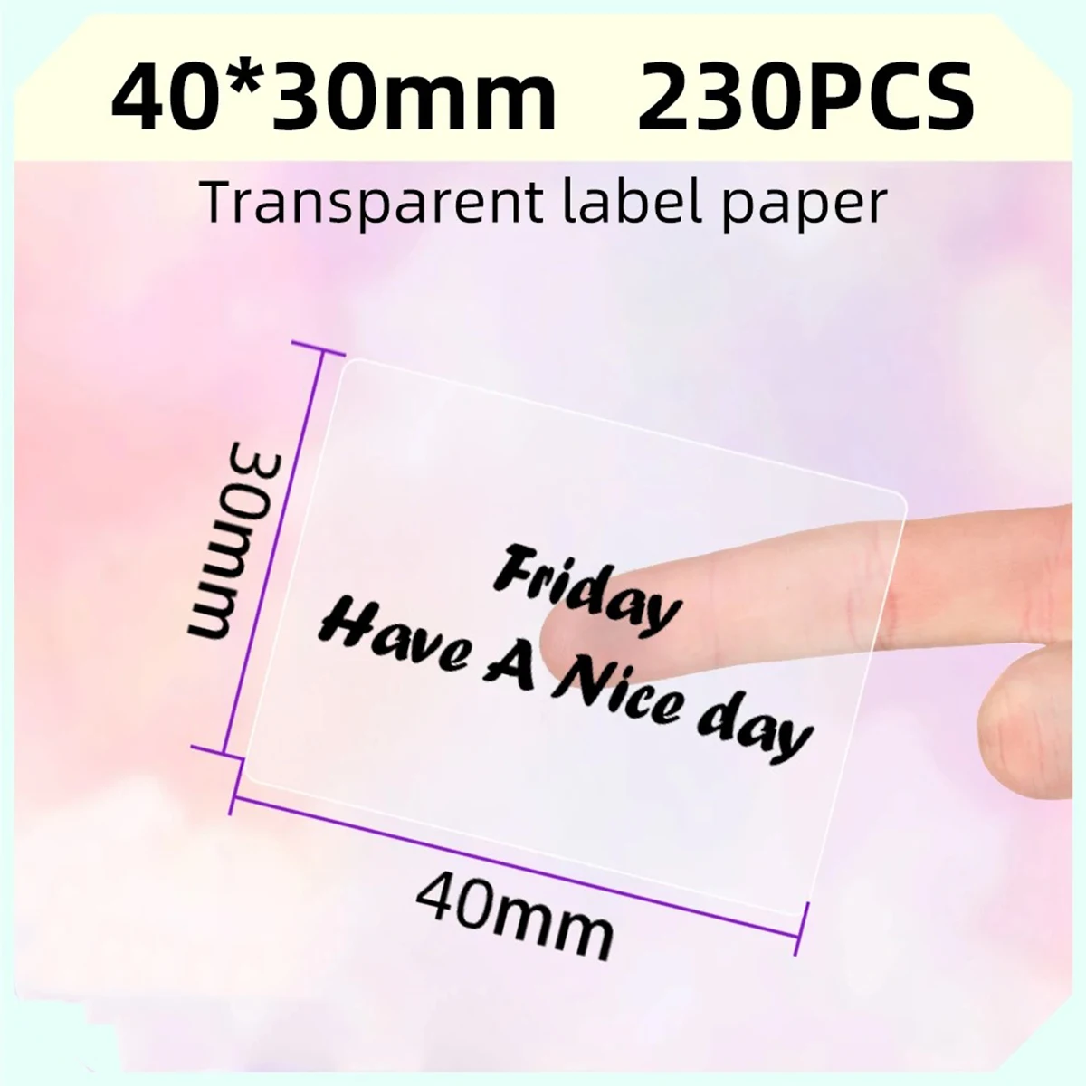 40x30mm 230/Roll Clear Transparent Labels Waterproof Adhesive Stickers for Shipping Barcodes Retail Packaging Office Files