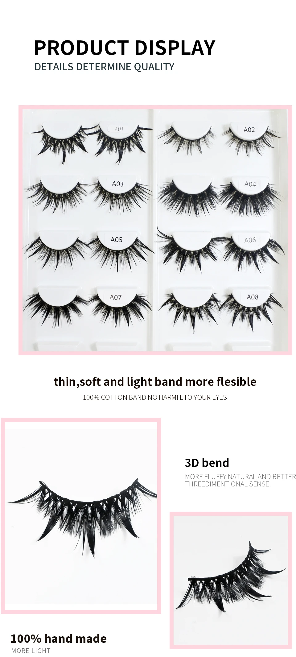 New Design Fashion False Eyelashes Cosplay Dramatic Spike Wet Lashes Makeup Manga Fake Eyelashes