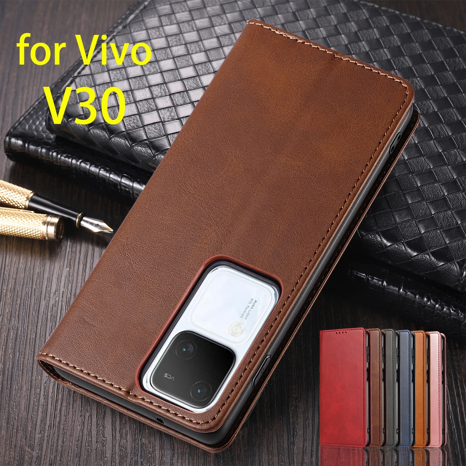 

Кожаный чехол для Vivo V30/Vivo V 30, флип-чехол, держатель для карт, магнитный чехол-притяжение, чехол-кошелек Vivo V30 Capa Fundas Coque