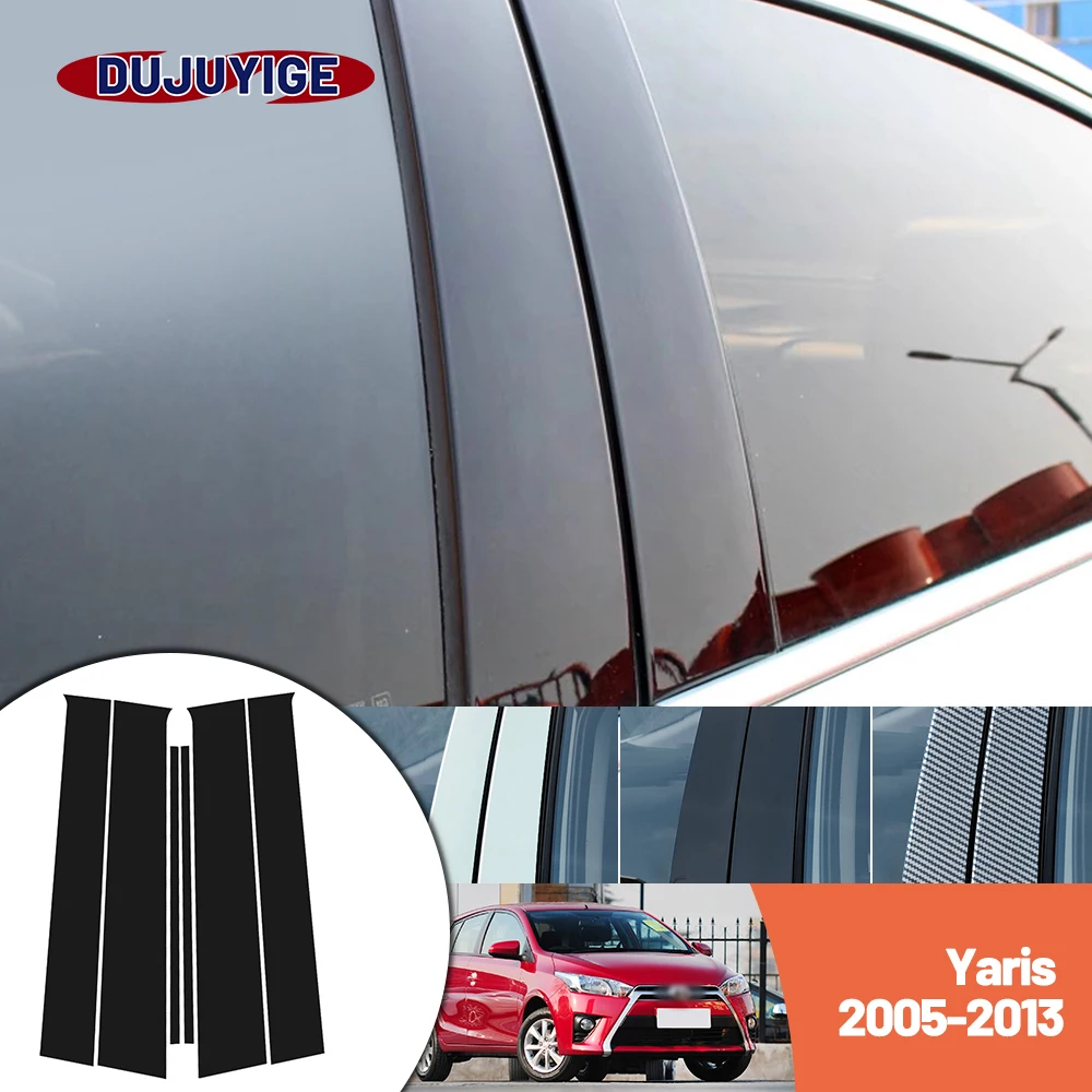 

Bright black carbon fiber door and window B C Pillar sticker suitable For Toyota Yaris XP90 2005-2013 2006 2007 2008 2009 2010