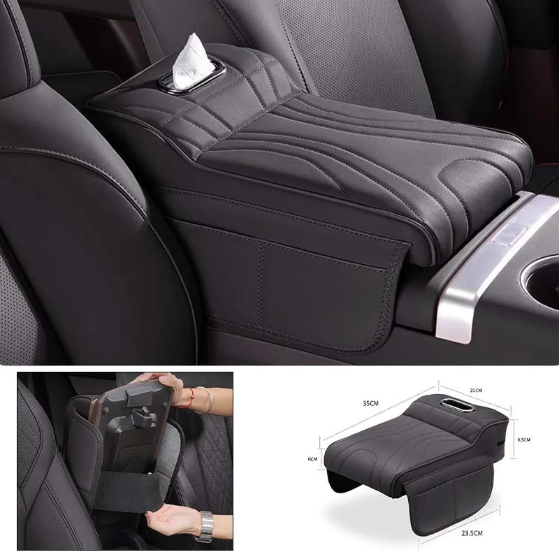 

Universal Memory Foam Car Armrest Booster Pad 2026 New Comfort Cushion with Storage Pocket Driver Auto Interior Accessory