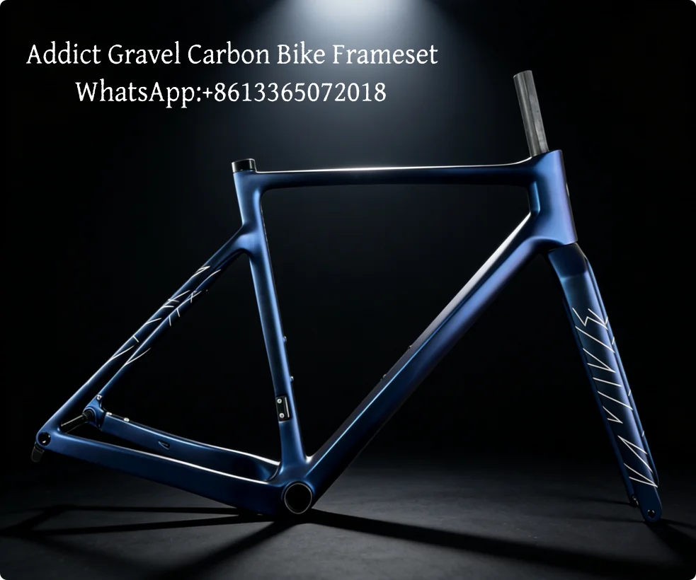 Addict Gravel T1100 Carbon-Fahrradrahmen Scheibenbremse Chamäleon-Blau Fahrradrahmen Verschiedene Größen
