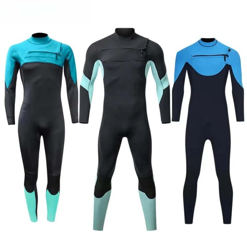 

Men's 3/2 4/3mm Chest Zip Wetsuit Rubber Women's Men's Zip Free Snorkeling Surf Wetsuit
