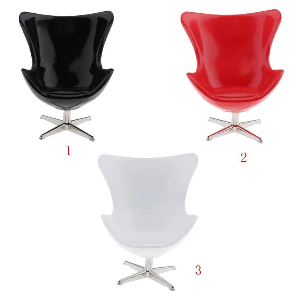 مجموعات أثاث كرسي بلاستيكية أنيقة 1/6 لألعاب بيت الدمى باللون الأسود #3