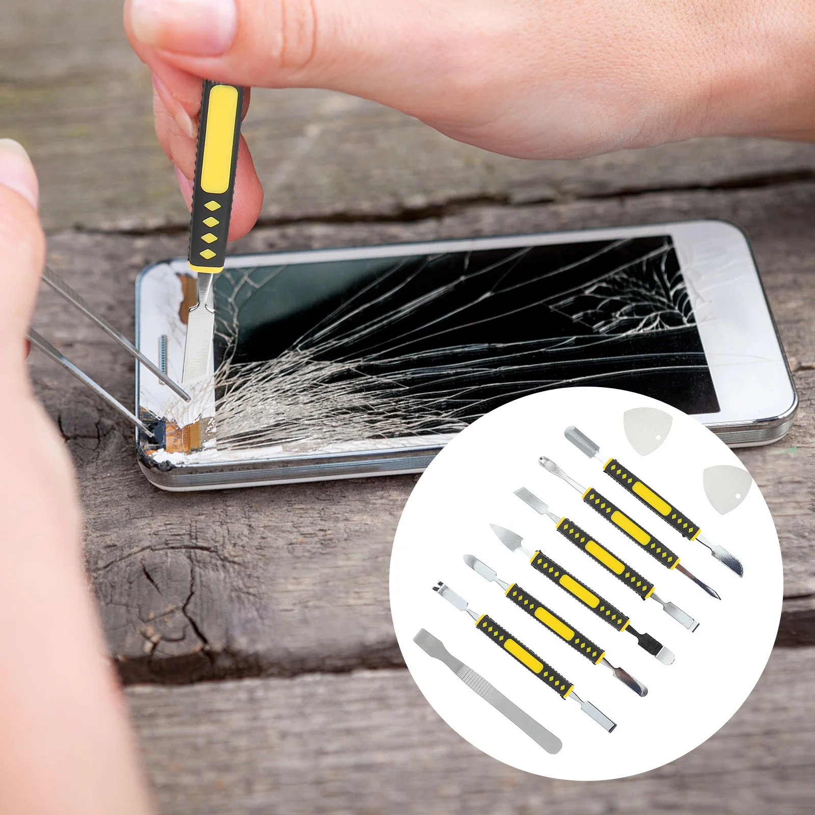 

1Set Metal Crowbar Phone Repair Tool Electronic Maintenance Scraper Pry Bar Opening Disassemble Kit for Mobile Tablet Laptop