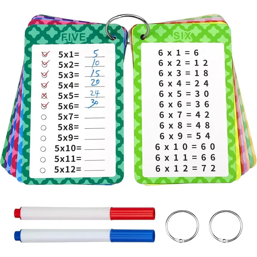 

13 Pcs Multiplication Multiplication Flashcards with 2 Dry Erase Markers Chart Math Multiplication Chart Math Flashcards