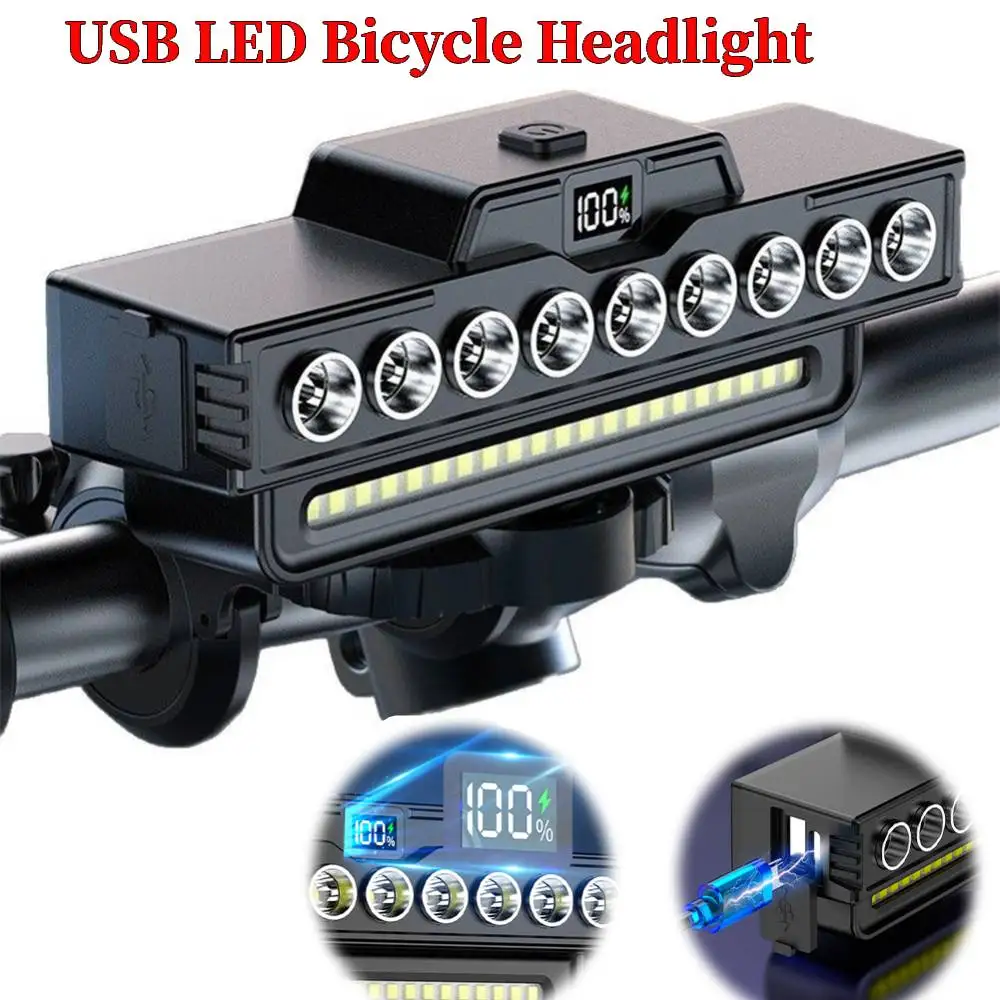 

LED Bicycle Headlight Power Display Super Bright Bike Light Waterproof High Brightness Bike Flashlight Bicycle Accessories
