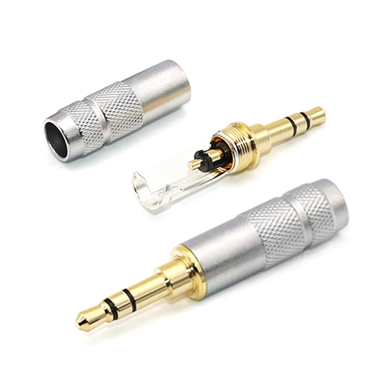 

2/4pcs Metal 3.5mm Stereo 3 Pole Headphone Jack Male Plug Audio Solders Connectors gold plated DIY